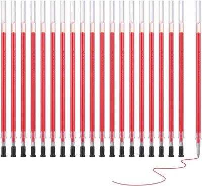 Productafbeelding van Gel pen vullingen 0,7 mm fijne punt - Set van 20 - 20 pack sneldrogende gladde rode gel ink pen vervangen - 4,9 inch