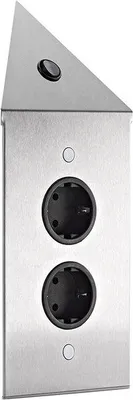 A product shot of a corner electrical outlet unit.