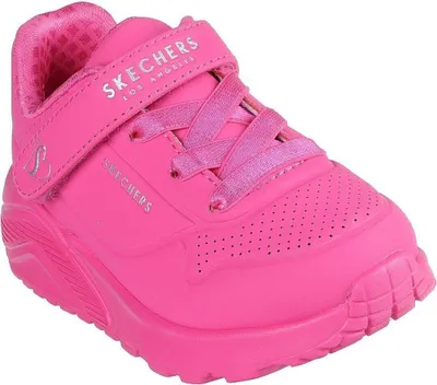 A single pink Skechers sneaker shown from a diagonal angle against a white background.