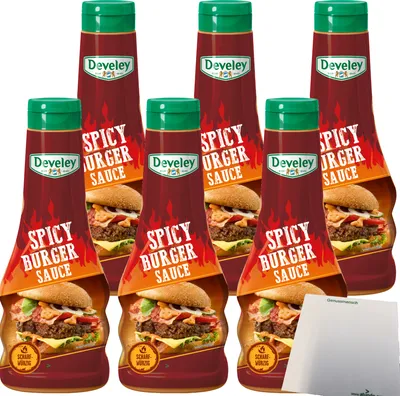 Produktbild von Develey Spicy Burger Sauce 6er Pack (6x250ml Flasche) + usy Block