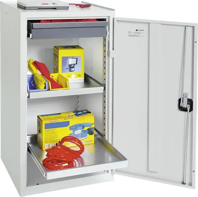 Zdjęcie produktu dla Szafa narzędziowo-materiałowa Stumpf seria 3000 jasnoszara + 1 szuflada 100 mm + 2 wysuwane półki - 3001107