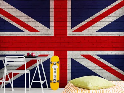 Produktbild von Vlies Fototapete Fahne England 400x280 cm Tapeten Wandtapete XXL Steinoptik blau rot n-C-10012-a-a
