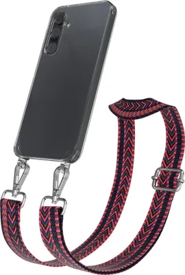Produktbild von EAZY CASE Handykette - Verstellbarer Trageriemen kompatibel mit Samsung Galaxy A35, Handykordel mit transparenter Silikon-Hülle, Band in Rosa
