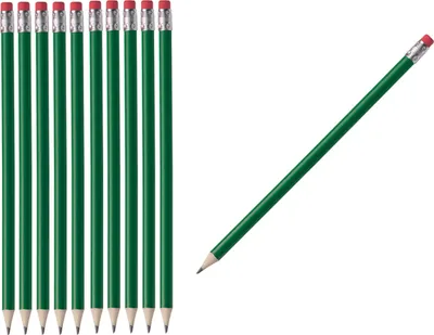 Produktbild von 100 Bleistifte mit Radierer / HB / ohne Herstellerlogo / Farbe: lackiert grün