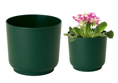 Image de Pot en plastique vert foncé mat 15x14,9cm boîtier vintage à la mode