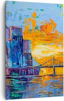 Produktbild von Bild auf Leinwand - Leinwandbild - Einteilig - Stadt Brücke pastos - 80x120cm - Wand Bild - Wanddeko - Wandbilder - Leinwanddruck - Wanddekoration - Leinwand bilder - Wandbild - PA80x120-4392
