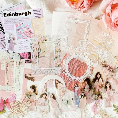 Imagen del producto de Scrapbook Sticker Set Vintage, 50 Stück, für Scrapbooking und Notizbücher