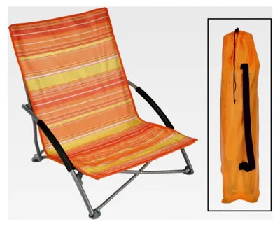 Produktbild von Klappbarer Strandstuhl LIDO, Stahlgestell, Bezug orange/gelb gestreift