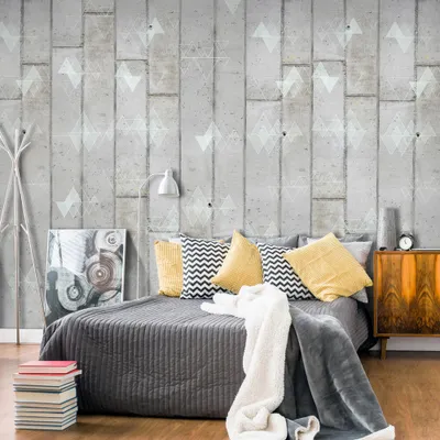 Immagine prodotto di PURO TAPETE autoadesivo 10m muro tatuaggio decorativo mobili foglio decorativo foglio foto pannello adesivo muro poster muro adesivo - Beton Dreicke Geometrie geometrisch f-A-0423-j-a