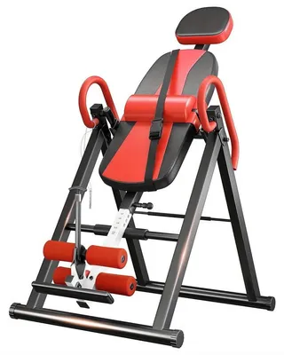 Immagine prodotto di Tavolo di inversione pieghevole - attrezzo per esercizi sulla schiena e per lo stretching - rosso - struttura in acciaio regolabile