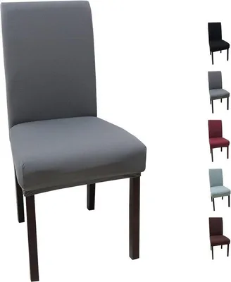 Produktbild von Famanu Stuhlhussen Set von 4 - Abnehmbare elastische moderne Schutzhüllen - Esszimmer - Grau
