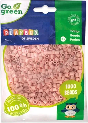 Produktbild von Playbox Bügelperlen Go green Midi 1000 Stk. hellbeige