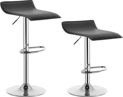 Produktbild von WOLTU Barhocker 2er Set, verchromter Stahl, Antirutschgummi, pflegeleichter Kunstleder, Schwarz