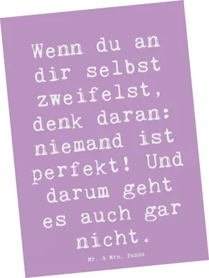 Produktbild von Mr. & Mrs. Panda Postkarte Spruch Zweifel an sich selbst - Lavendeltraum - Geschenk, Ansichtskarte, Ansichtskarten, Motivation, Inspiration, handgefertigt, Grußkarte, Mut