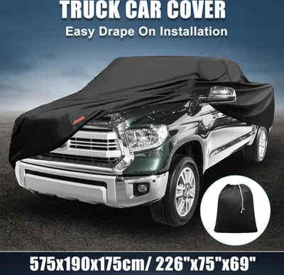 Image de Housse de voiture pour Toyota Tacoma Crew Cab Pickup 2005-2021 en film d'aluminium, protection complète toutes saisons avec fermeture éclair sur la porte du conducteur, noir