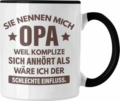 Produktbild von Trendation - Lustige Tasse Opa Geschenke Großvater Vatertag Geburtstag Kaffeetasse mit Spruch für Opa (Schwarz)