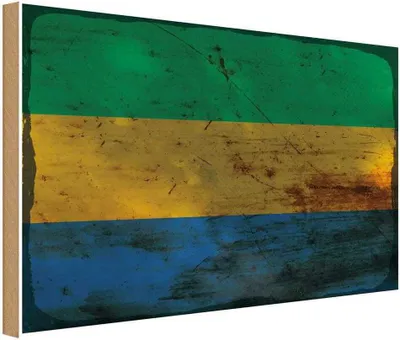 Image de vianmo Panneau en bois 30x40 cm Drapeau Gabun Flag of Gabon