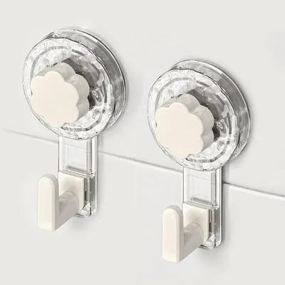 Produktbild von Handtuchhalter mit Saugnäpfen, kein Bohren erforderlich, extra starke Saugnäpfe, 62 mm Saugnäpfe mit Haken, Badezimmerhaken mit Saugnäpfen für Bad, Küche und Tür (transparent + weiß, 11,2 * 6,2 * 4,3 cm * 2)