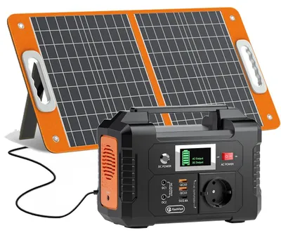 Immagine prodotto di Centralina portatile, potenza di uscita 200W, ricarica per più dispositivi, modello E200 e pannello solare da 60W