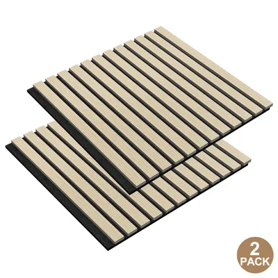 Obrázek produktu pro Akustický nástěnný panel XMTECH sada 2 akustických panelů 60 x 60 cm do předsíně obývacího pokoje interiérové dekorace v dřevěném vzhledu, bílý dub