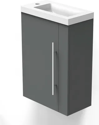 Produktbild von Badmöbel 45x64 cm Anthrazit SILVIA - Badezimmermöbel Waschtisch mit Unterschrank Badezimmerschrank mit Soft Close
