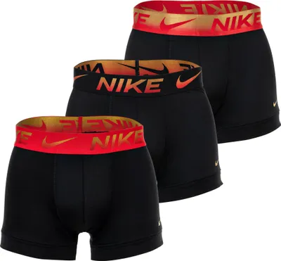 Produktbild von NIKE Herren Boxer Shorts, 3er Pack - Trunks, Dri-Fit Micro, Logobund Schwarz/Rot/Gold M