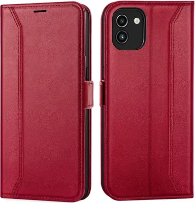 Produktbild von Conie RFID Klapp Tasche für Samsung Galaxy A03 Kartenfach Hülle Rundumschutz in Rot