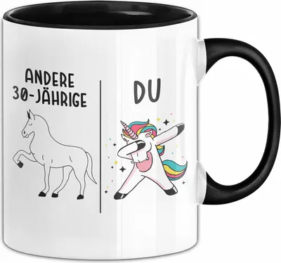 Produktbild von Trendation - 30. Geburtstag Frauen Tasse Einhorn Geschenk Geschenkidee 30er Geburtstag (Schwarz)