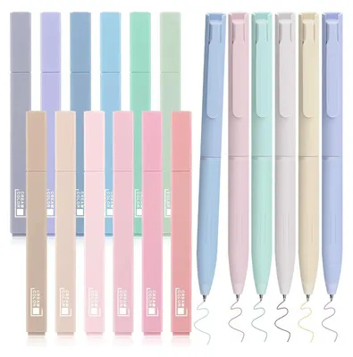 Produktbild von 18 Textmarker Pastell Set, 12 Stifte Aesthetic Bible Highlighter und 6 Fineliner-Stiften, Pastell Textmarker Bibel Zubehör für Journal, Bibel, Büro, Schulbedarf