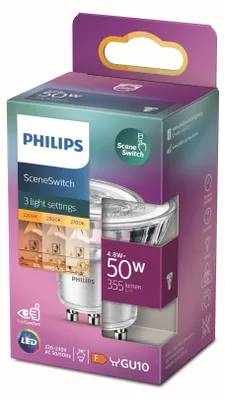 Produktbild von Philips Spot 50W PAR16 GU10, 4,8 W, 50 W, GU10, 355 lm, 15000 h, Warmes Glühen