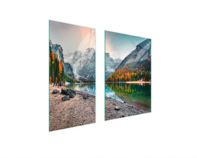 Produktbild von Herdabdeckplatten 2 teilig 75x52 Glaskeramikkochfeld Abdeckung Glas Schneidebrett Landschaft Berge