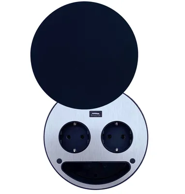 Produktbild von Küchensteckdose Smile, 2-fach Einbausteckdose mit USB, Glasdeckel