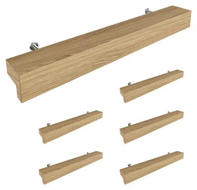 Produktbild von Sossai Holz Möbelgriffe aus Eiche | GAH01 | Lochabstand 128mm, Länge 188mm, 6 Stück