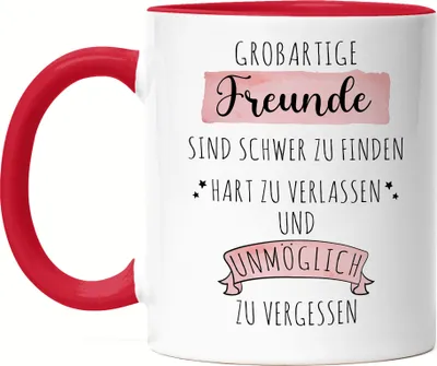 Produktbild von Großartige Freunde Sind Schwer Zu Finden Tasse Rot  Dankeschön Geschenk Hart Zu Vergessen
