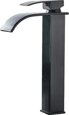 Immagine prodotto di Rubinetto per lavabo, bocca a cascata, comando monocomando, nero lucido