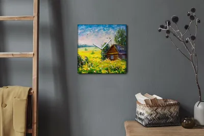 Produktbild von Coloray Hodiny Unikátní 30x30 cm  Tiché hodiny Pro obývací pokoj a kuchyň Nástěnné hodiny Plátno Bílé ručičky hodin - Květiny Sky Landscape