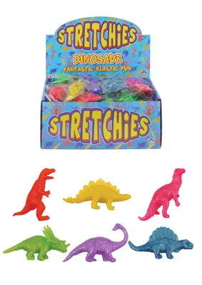 Produktbild von Stretch Dinosaurs (6-7cm) 6 sortierte Designs / 6 sortierte Farben, 84 Stück, Mitgebsel, Kindergeburtstag geeignet