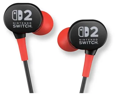 Imagen del producto de Auriculares con cable PowerA para Nintendo Switch 2, con cable, para juegos, auriculares con micrófono, color negro, color rojo