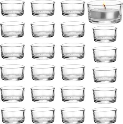 Belle Vous Teelichtgläser Set Votivkerzenhalter Glas (24er Pack) Teelichter Glas 4,5 cm Dm & 2,5 cm Höhe - Teelicht Glas für Heimdekoration,