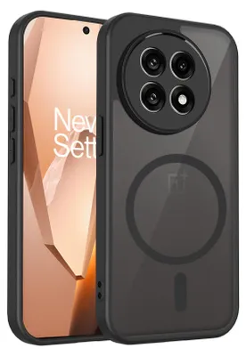 Produktbild von Magnetisch Hülle für OnePlus 13R/OnePlus Ace 5/Ace 5 Pro, Handyhülle Transluzente Hart PC Rückseite TPU Stoßfest Schutzhülle Schwarz