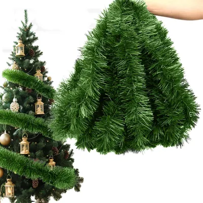 Productafbeelding van Kunststof kerstkrans, groen, 15 meter, voor kerstdecoratie binnen en buiten