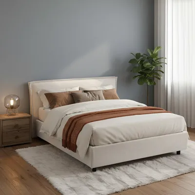 Image de Bubbio - Lit double, beige, déhoussable, fabriqué en Italie