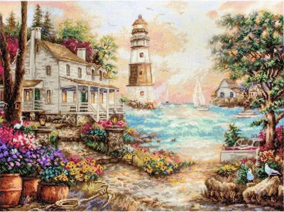 Produktbild von Letistitch Kreuzstich Set "Ferienhaus am Meer"; Zählmuster, 42x32cm