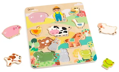 Produktbild von Classic World Holzeinlegepuzzle Bauernhof, 12-tlg.
