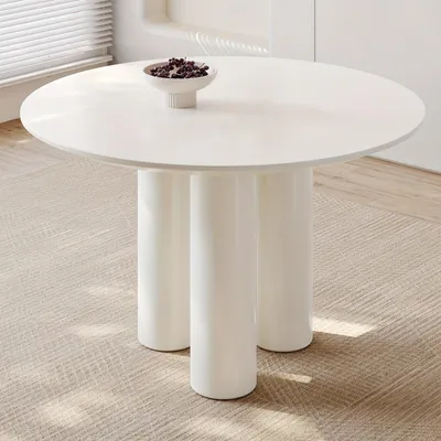 Produktbild von Runder Esstisch - Runder Küchentisch - Tisch für 4 Personen - Runder Tisch, 117 cm, weiß