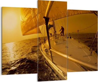 Produktbild von Bild auf Leinwand - Leinwandbild - Ozean Segelboot Yacht - 130x100cm - Wand Bild - Wanddeko - Leinwanddruck - Bilder - Kunstdruck - Wanddekoration - Leinwand bilder - Wandkunst - CB130x100-0322