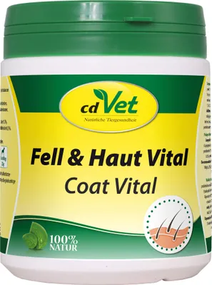 Produktbild von cdVet Fell & Haut Vital Hund & Katze 150 g, Katze / Hund, Puder, Haut & Haarkleid, Adult, Kalzium, Phosphorus, Topf