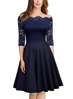 Immagine prodotto di Solidchoice - Abito da festa vintage a trapezio in pizzo per donna