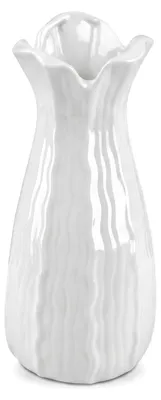 Produktbild von Weiße Keramikvase mit Golfmuster, 20 cm