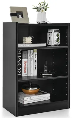 Bücherregal 3 Fächer verstellbar 30x50x75 cm schwarz